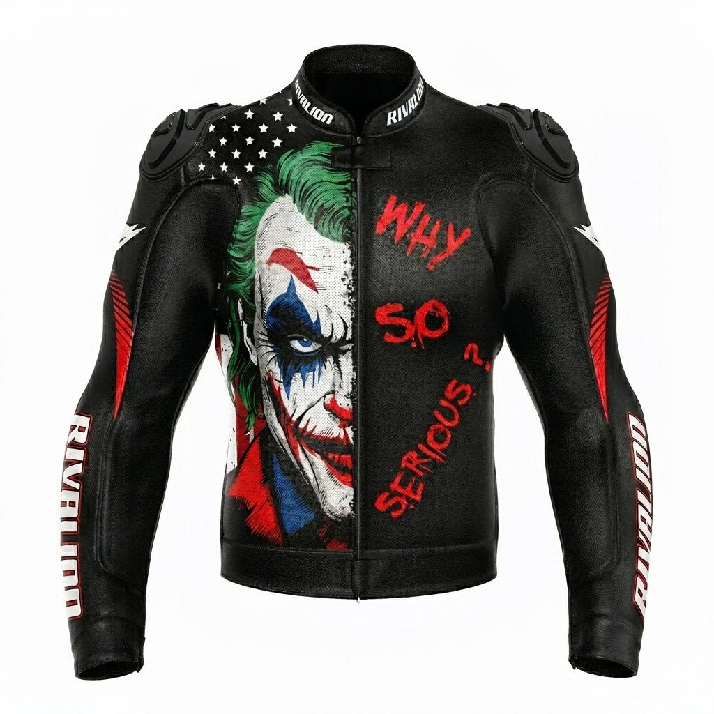 Joker Motorcycle Racing Leather Jacket Custom Design Removable Protection
