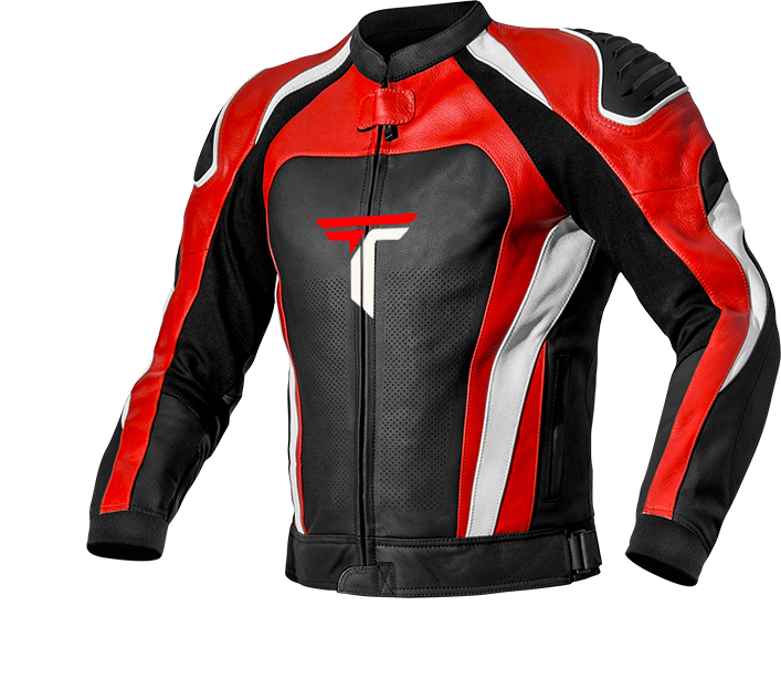Turbo Red Black Motorcycle Leather Jacket
