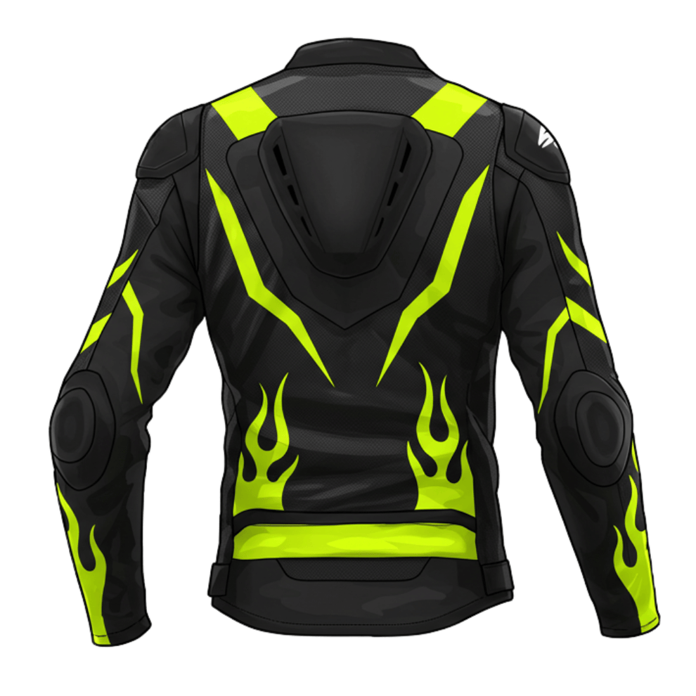 High Performance Motorcycle Leather Jacket with Neon Accents