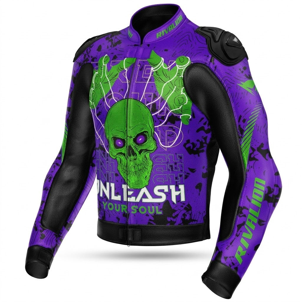 Customizable Monster Motorcycle Racing Leather Jacket Removable Protection Cowhide or Kangaroo