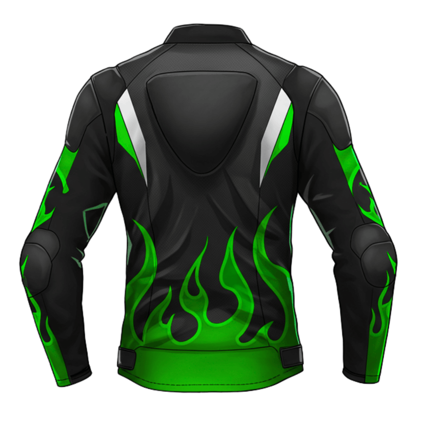 Kawasaki Green Black Leather Motorcycle Jacket