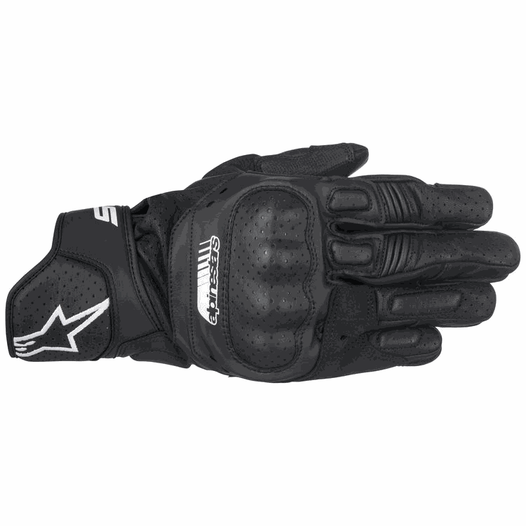 Alpinestars SP-5 Gloves black and white detailed motorcycle gloves close-up