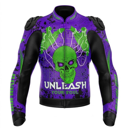 Customizable Monster Motorcycle Racing Leather Jacket Removable Protection Cowhide or Kangaroo