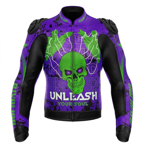 Customizable Monster Motorcycle Racing Leather Jacket Removable Protection Cowhide or Kangaroo