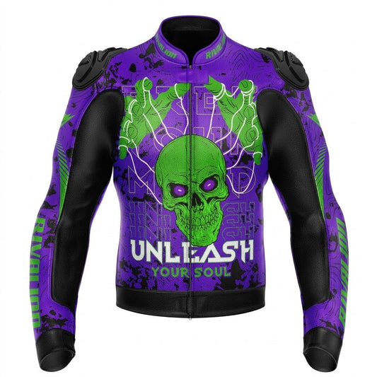 Customizable Monster Motorcycle Racing Leather Jacket Removable Protection Cowhide or Kangaroo