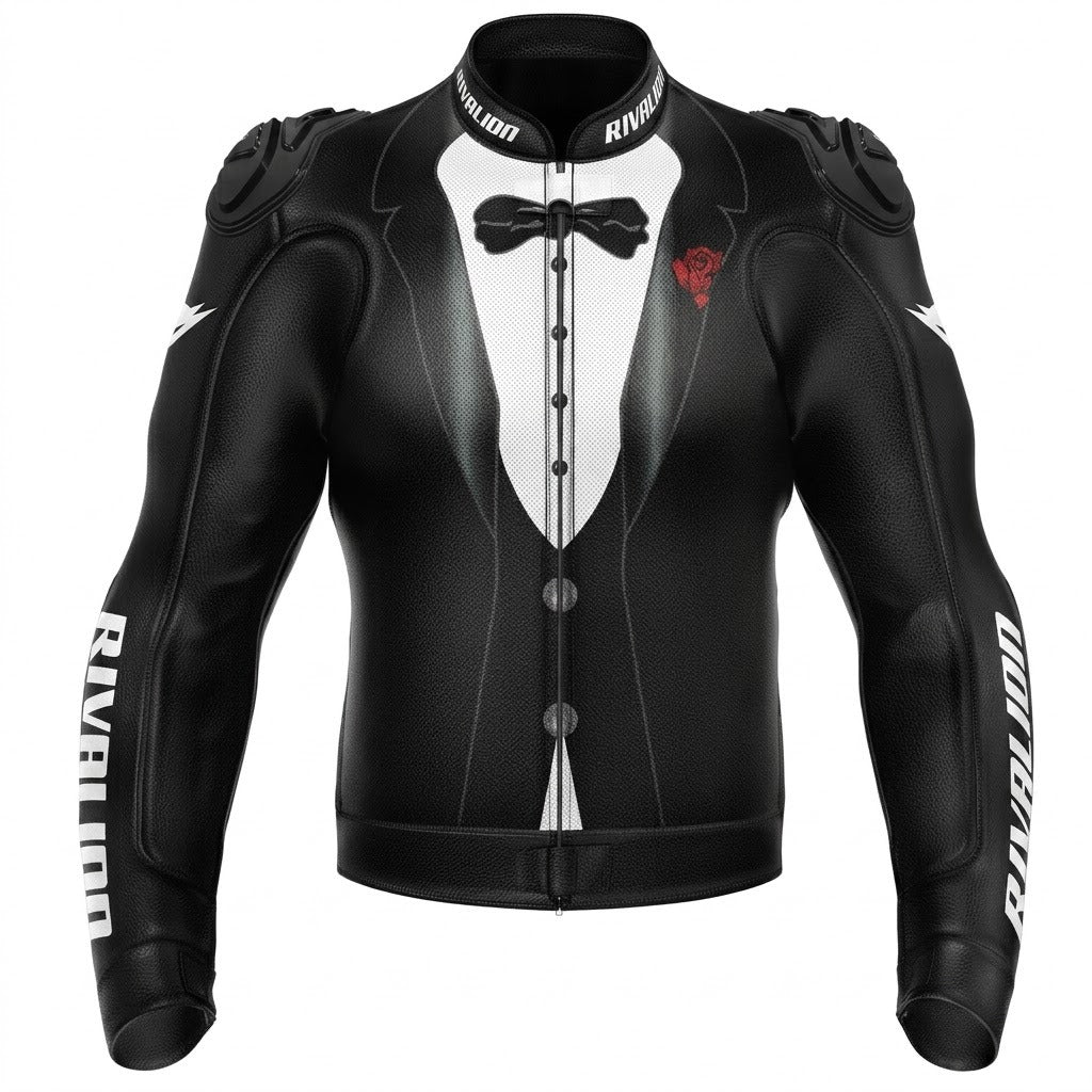Formal Suit Style Motorcycle Racing Jacket Cowhide and Kangaroo Leather with Removable Protection