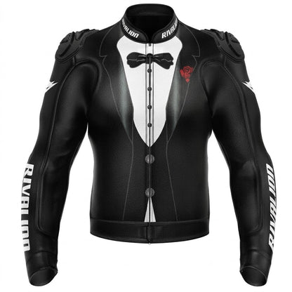 Formal Suit Style Motorcycle Racing Jacket Cowhide and Kangaroo Leather with Removable Protection