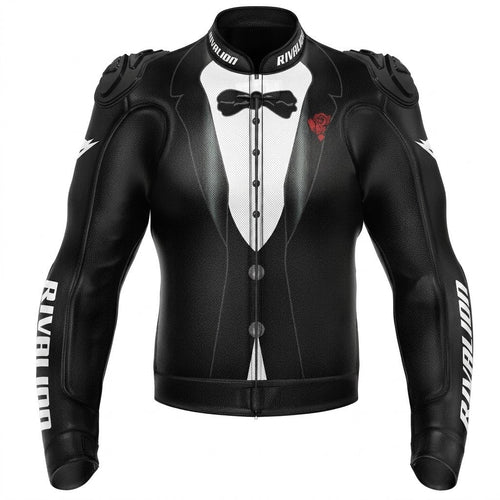 Formal Suit Style Motorcycle Racing Jacket Cowhide and Kangaroo Leather with Removable Protection