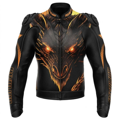Dragon Motorcycle Racing Leather Jacket Custom Design Removable Protection