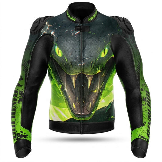 Venom Motorcycle Racing Leather Jacket Custom Design Removable Protection