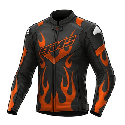 KTM Orange  Black Leather Motorcycle Jacket