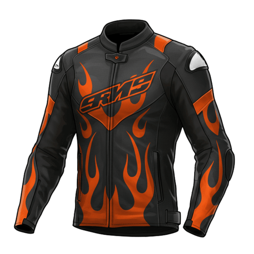 KTM Orange  Black Leather Motorcycle Jacket