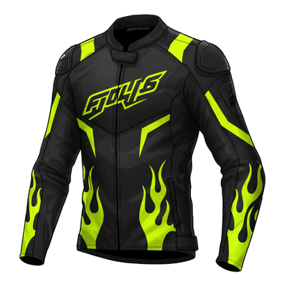 High Performance Motorcycle Leather Jacket with Neon Accents