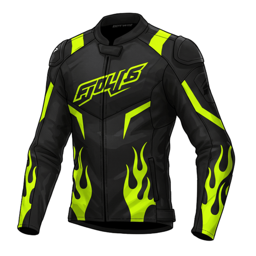 High Performance Motorcycle Leather Jacket with Neon Accents
