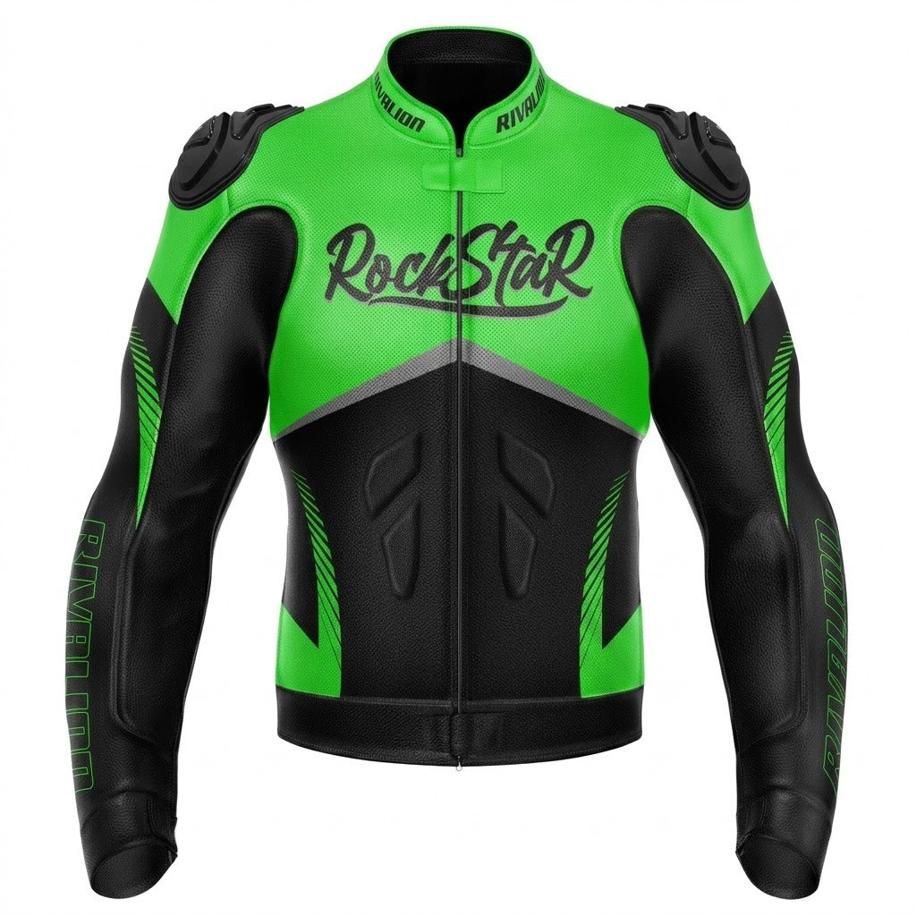 Kawasaki Ninja Green Leather Motorcycle Racing Jacket Custom Design Available
