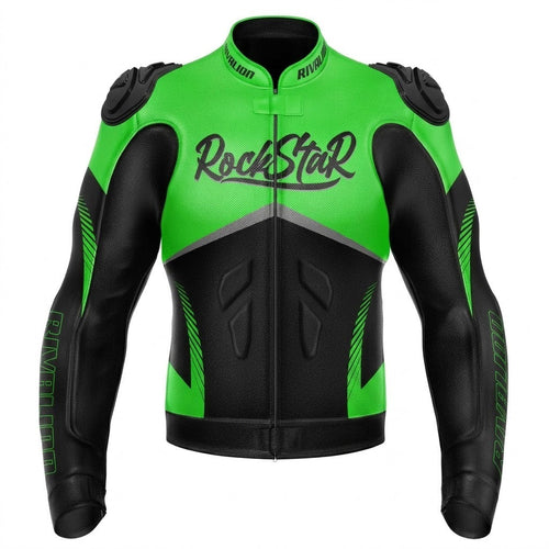 Kawasaki Ninja Green Leather Motorcycle Racing Jacket Custom Design Available