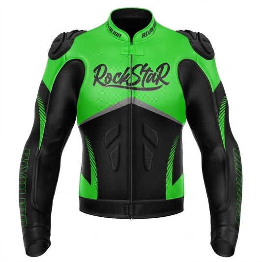 Kawasaki Ninja Green Leather Motorcycle Racing Jacket Custom Design Available