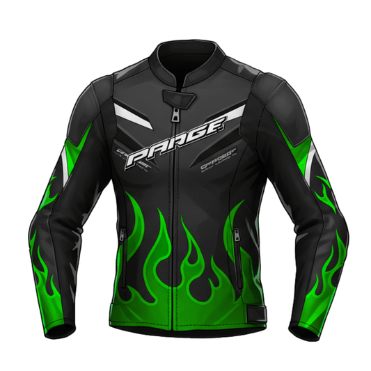 Kawasaki Green  Black Leather Motorcycle Jacket