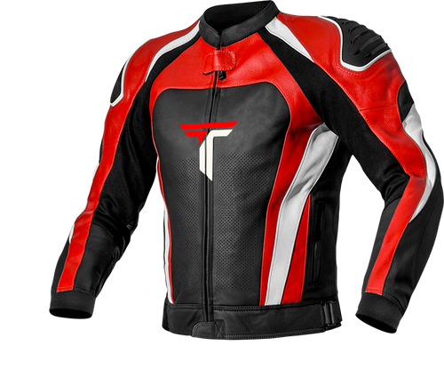 Turbo Red  Black Motorcycle Leather Jacket