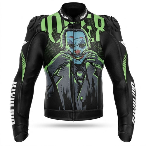Joker Motorcycle Leather Racing Jacket Custom Design Removable Protection