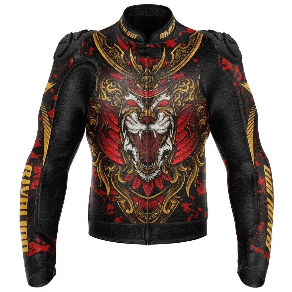 Lion King Motorcycle Leather Racing Jacket Removable Protection