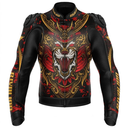 Lion King Motorcycle Leather Racing Jacket Removable Protection