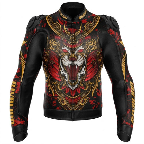 Lion King Motorcycle Leather Racing Jacket Removable Protection