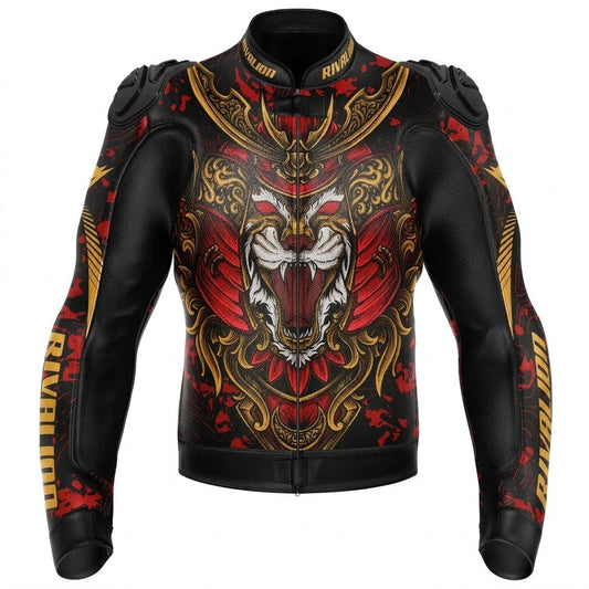 Lion King Motorcycle Leather Racing Jacket Removable Protection