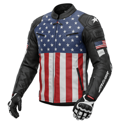 MEN MOTORCYLE JACKET American Patriot Biker Jacket