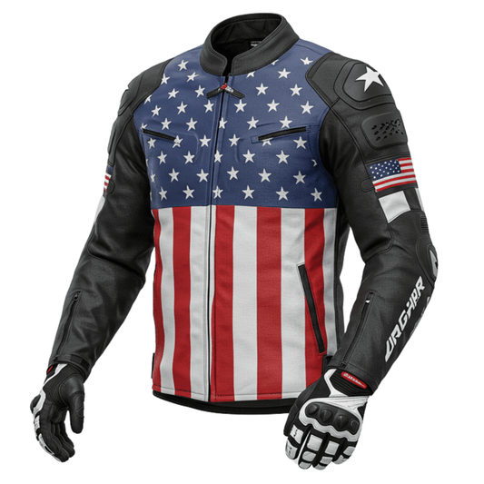 MEN MOTORCYLE JACKET American Patriot Biker Jacket