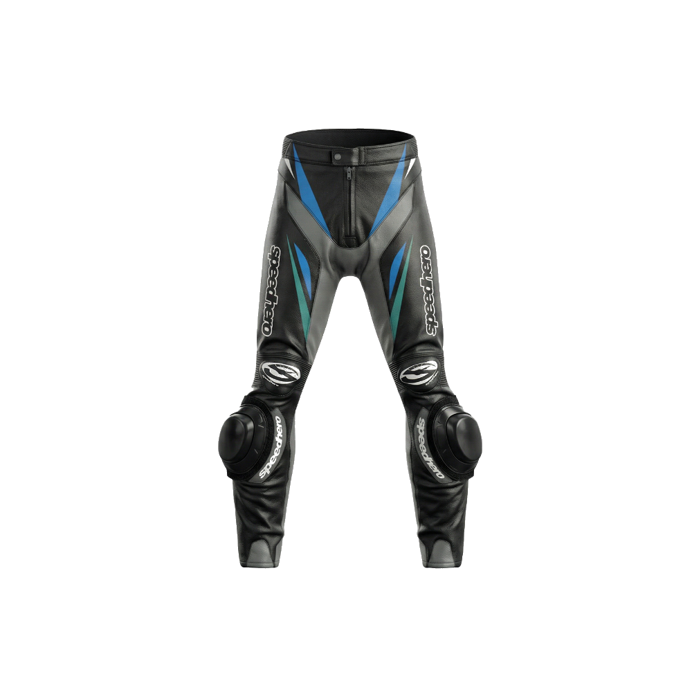 RST Tractech Evo D3O Leather Motorcycle Trousers - Black/Blue
