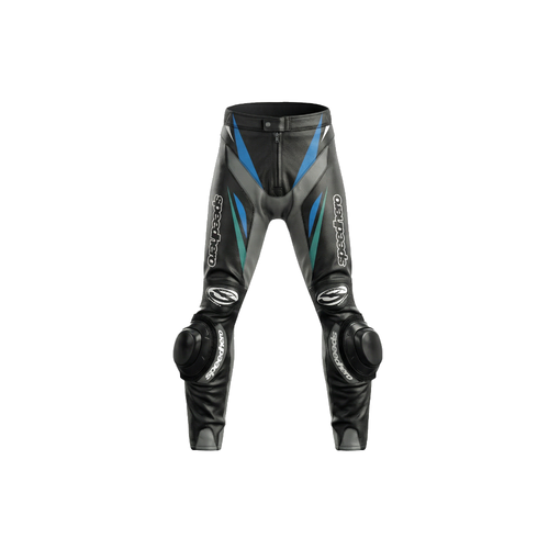 RST Tractech Evo D3O Leather Motorcycle Trousers - Black/Blue