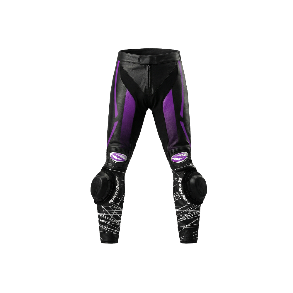 Purple and Black Women Leather Suit Motorcycle Leather All