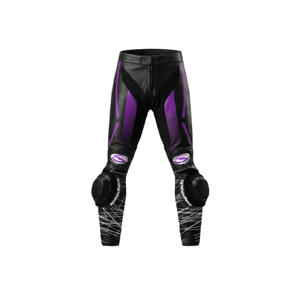Purple and Black Women Leather Suit Motorcycle Leather All