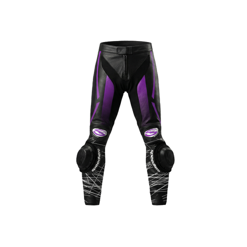 Purple and Black Women Leather Suit Motorcycle Leather All