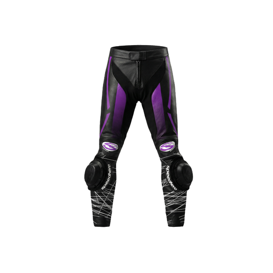Purple and Black Women Leather Suit Motorcycle Leather All