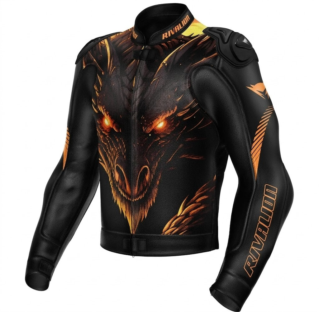Dragon Motorcycle Racing Leather Jacket Custom Design Removable Protection