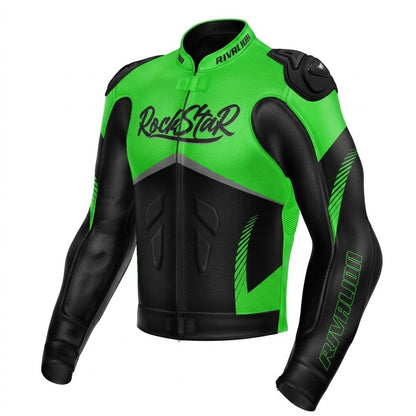 Kawasaki Ninja Green Leather Motorcycle Racing Jacket Custom Design Available
