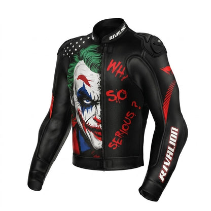 Joker Motorcycle Racing Leather Jacket Custom Design Removable Protection