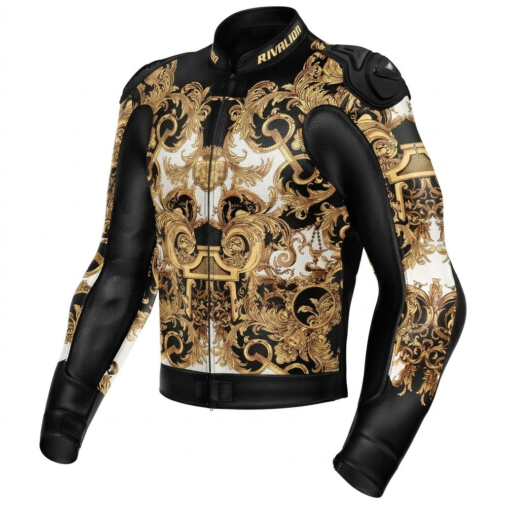 Royal Star Motorcycle Racing Leather Jacket Removable Protection