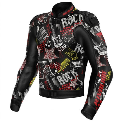 Rock star Motorcycle Racing Jacket Cowhide and Kangaroo Leather with Removable Protection