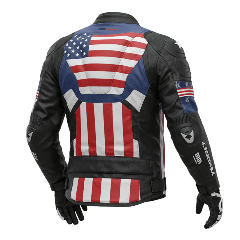 MEN MOTORCYLE JACKET American Patriot Biker Jacket