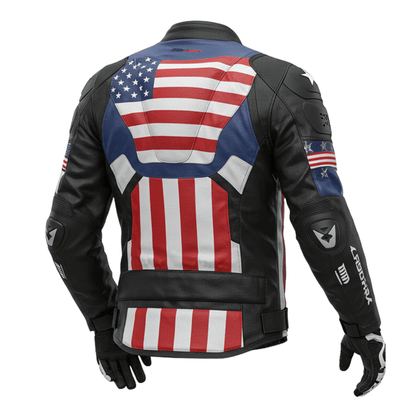 MEN MOTORCYLE JACKET American Patriot Biker Jacket