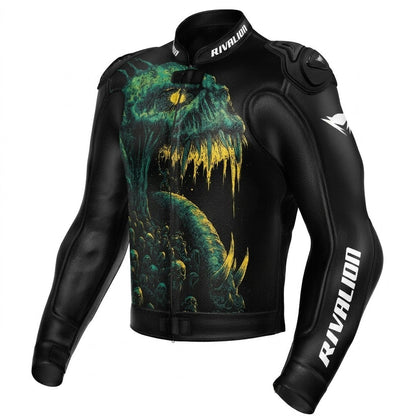 Creature Style Motorcycle Racing Leather Jacket with Removable Protection
