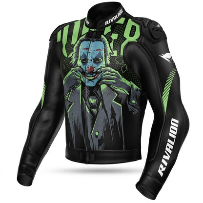 Joker Motorcycle Leather Racing Jacket Custom Design Removable Protection
