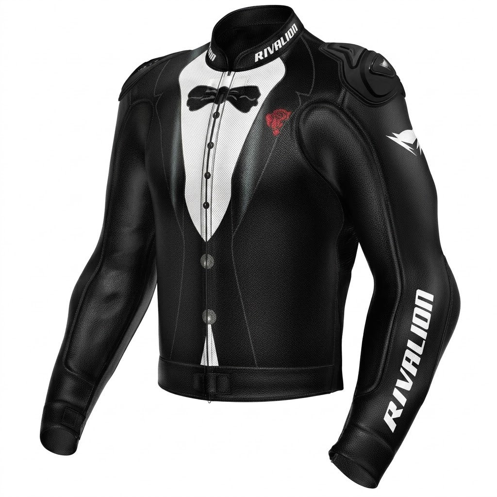 Formal Suit Style Motorcycle Racing Jacket Cowhide and Kangaroo Leather with Removable Protection