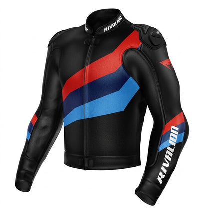 BMW Black Motorcycle Racing Leather Jacket Custom Design Removable Protection