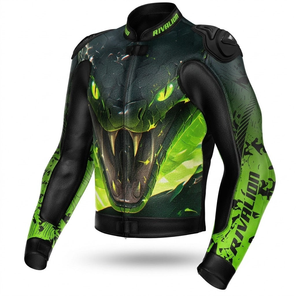 Venom Motorcycle Racing Leather Jacket Custom Design Removable Protection