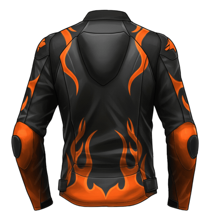 Black and Orange Motorcycle Leather Jacket