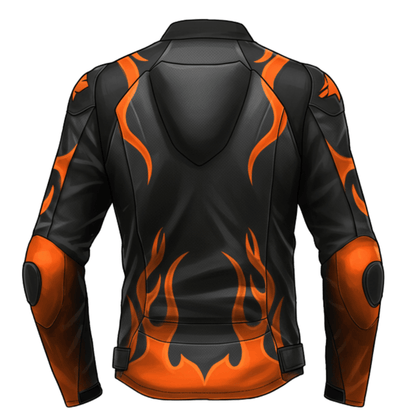 Black and Orange Motorcycle Leather Jacket